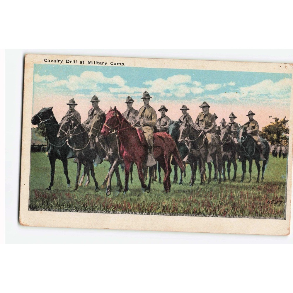 Vintage 1919 Cavalry Drill Military Camp Postcard Army Life Series 569 WWI Era
